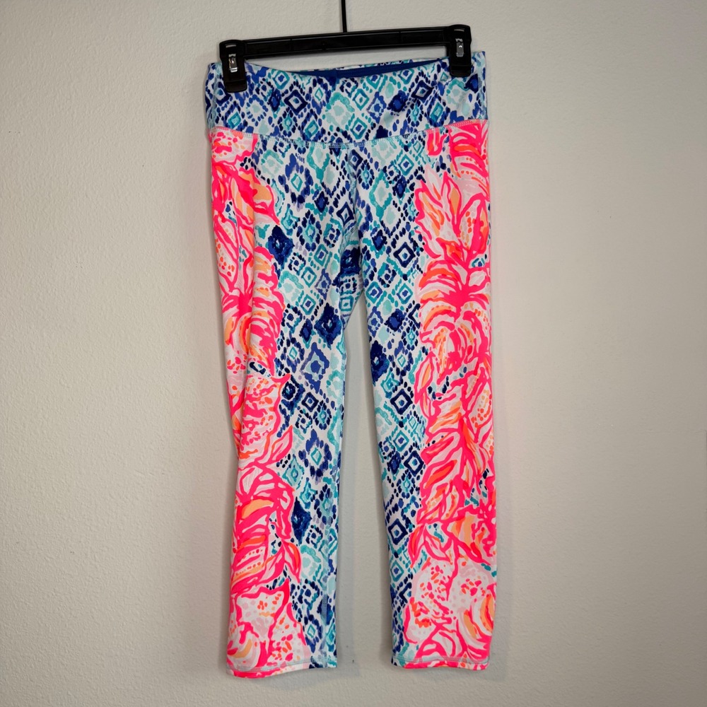 Lilly Pulitzer Luxletic‎ Weekender Cropped Leggings Serene Blue Kaleidoscope Sm
